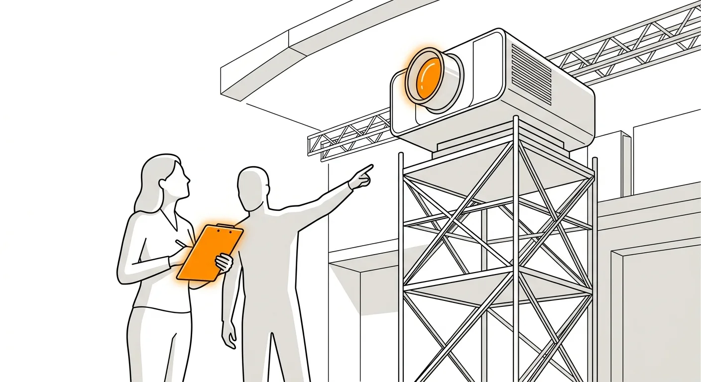 Event manager che controlla i proiettori su torre layer
